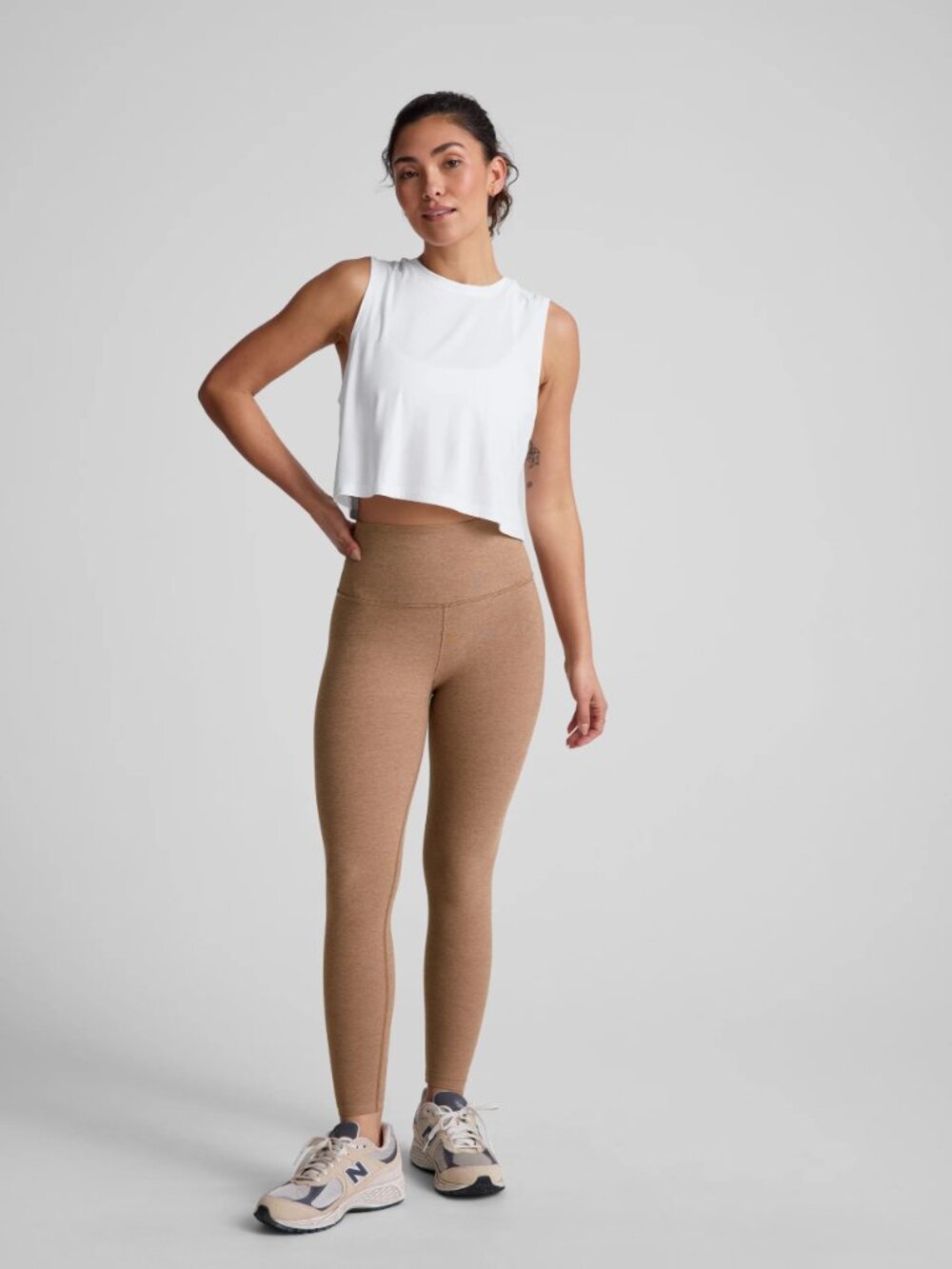 Beyond Yoga Spacedye Caught In The Midi High Waisted Legging Desert Sand Heather